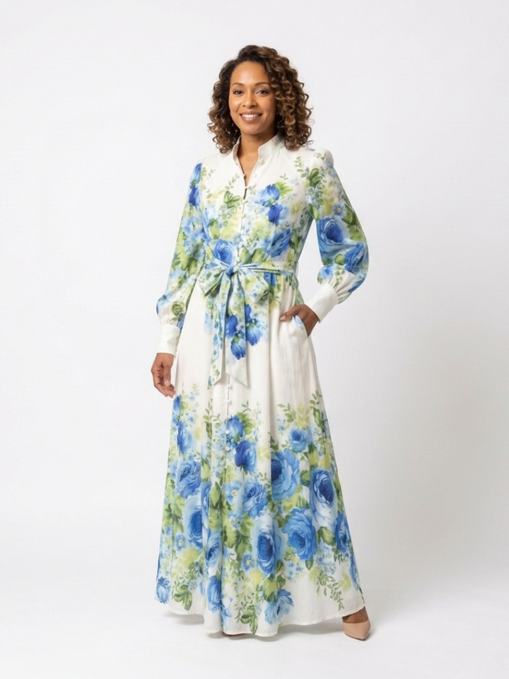 Harper | Abito Maxi Floreale a Maniche Lunghe