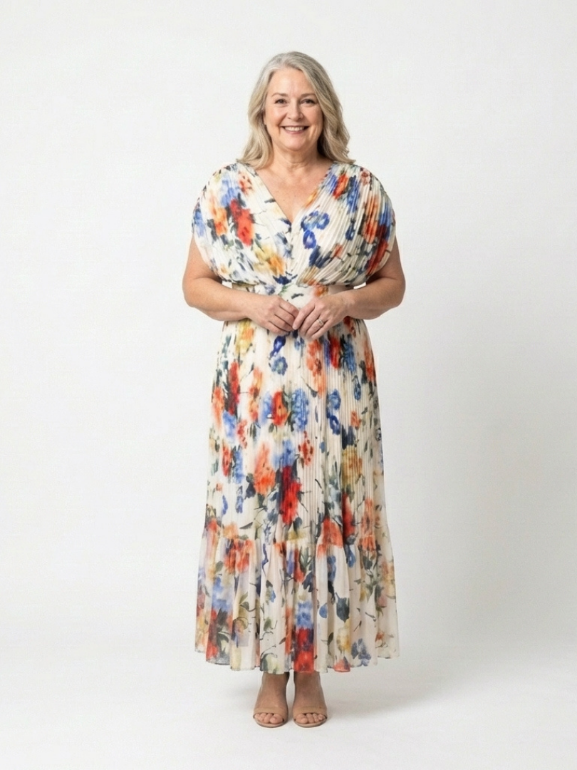 Savannah | Abito Midi Floreale Plissettato