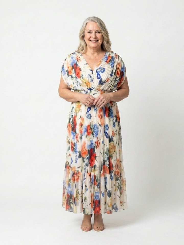 Savannah | Abito Midi Floreale Plissettato
