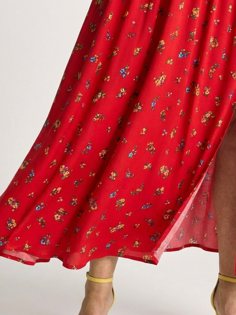 Delphine | Abito Midi Floreale con Scollo Quadrato