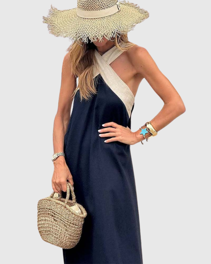 ORELLA | ABITO INCROCIATO CON SCOLLO HALTER