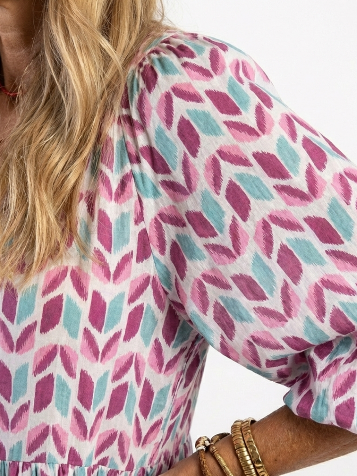 Mireya | Abito Midi con Stampa Geometrica