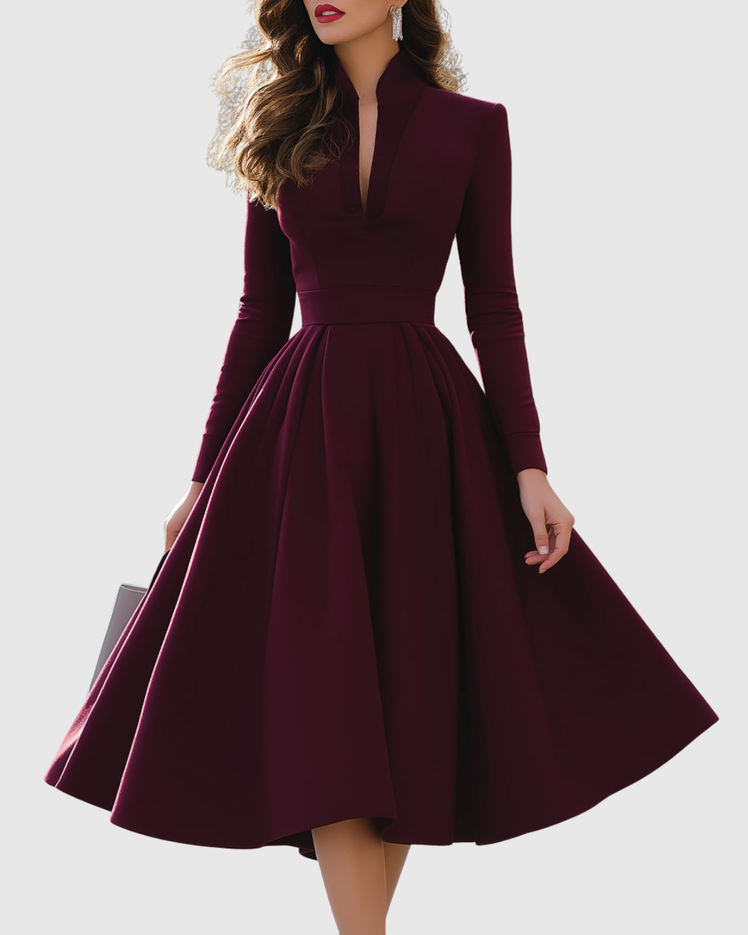 AVELINA | ABITO MIDI CON SCOLLO A V
