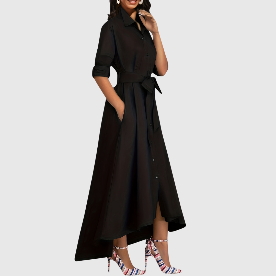 Livienne | Abito Maxi Elegante con Bottoni Frontali