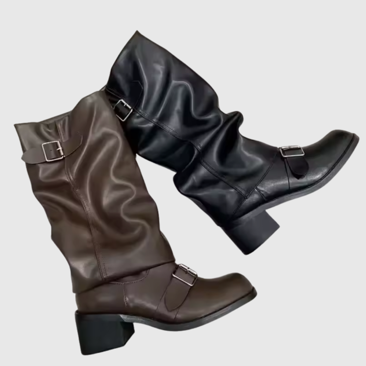 ISOLDEIA | STIVALI IN PELLE CON PIATTAFORMA E CINGHIE