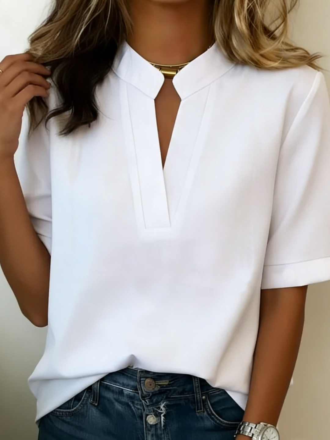 Élise | Blusa a Maniche Corte con Scollo a V