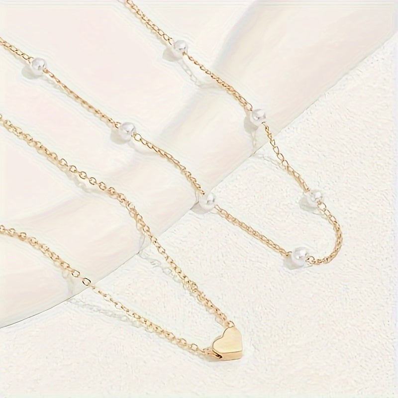 Set Collana e Bracciale con Cuore e Perle