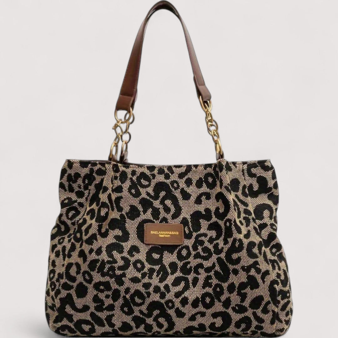 Lévrier – Borsa da Shopping in Canvas Leopardato