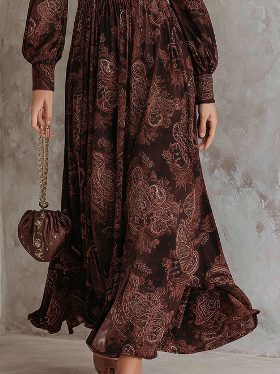 ELOISE | ABITO MAXI PAISLEY CON CERNIERA IN VITA
