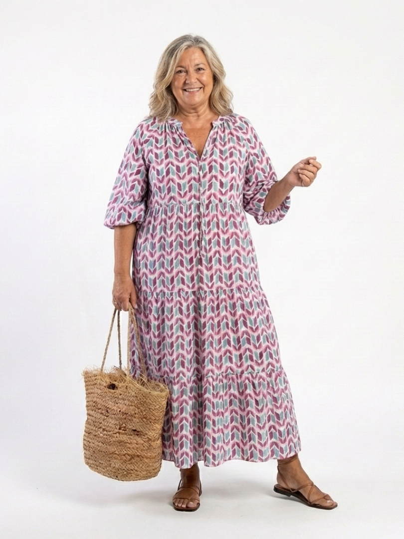 Mireya | Abito Midi con Stampa Geometrica