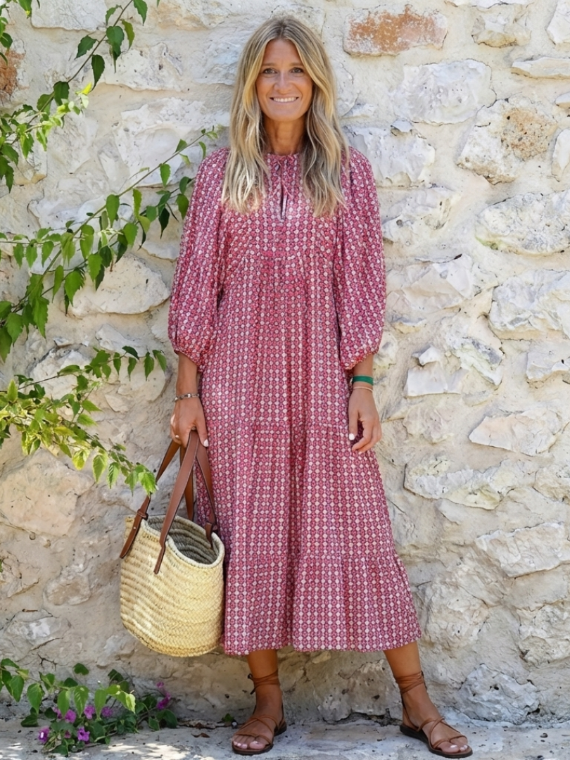 Arlette | Abito Midi con Stampa Geometrica