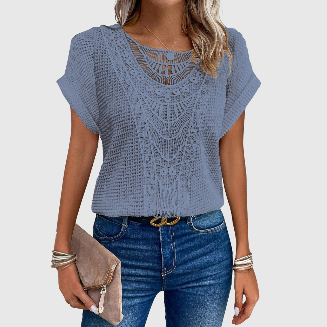 LUCINDA | TOP IN PIZZO A MANICA CORTA