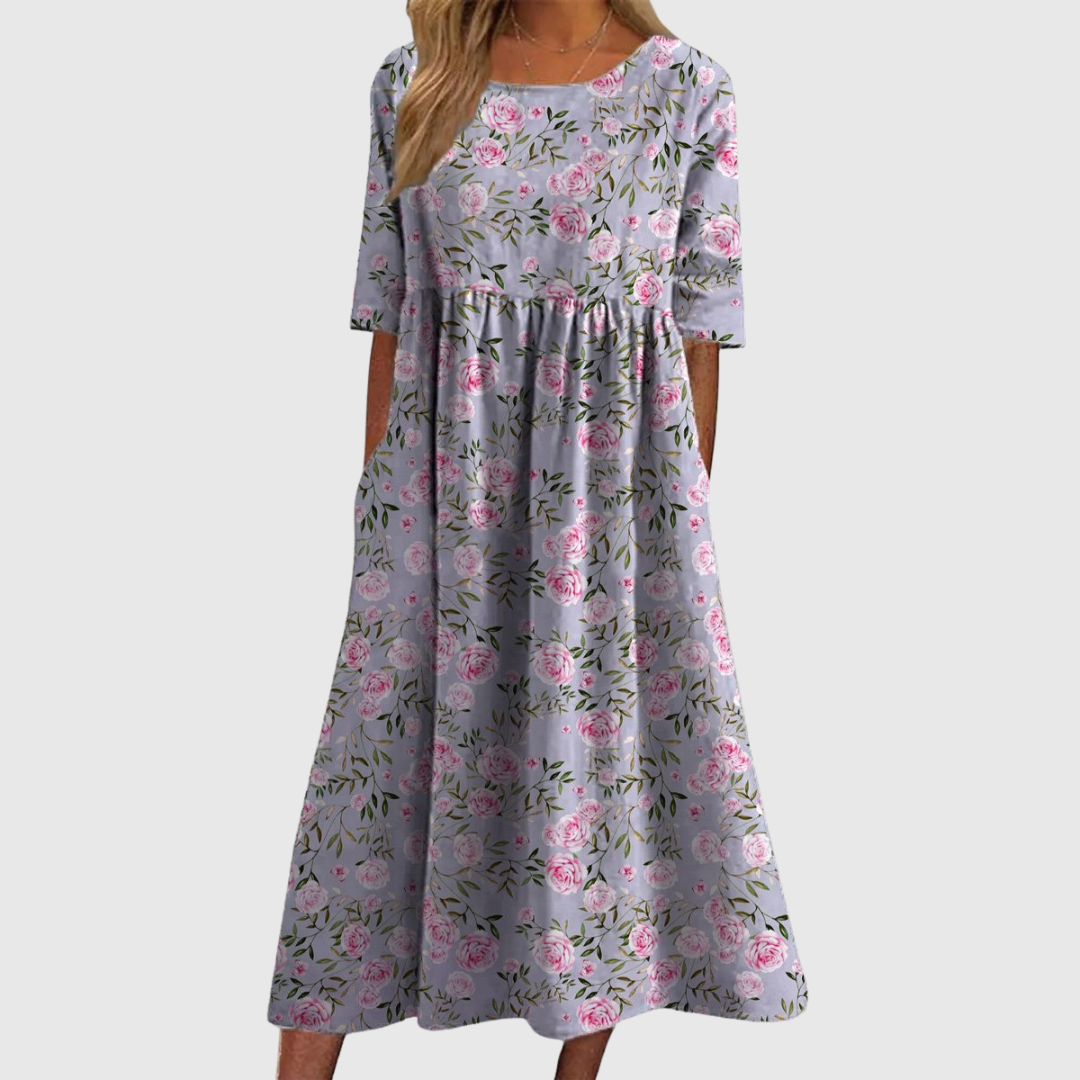 CLARA | ABITO MIDI FLOREALE DALLA LINEA MORBIDA