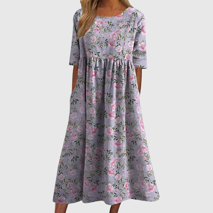 CLARA | ABITO MIDI FLOREALE DALLA LINEA MORBIDA
