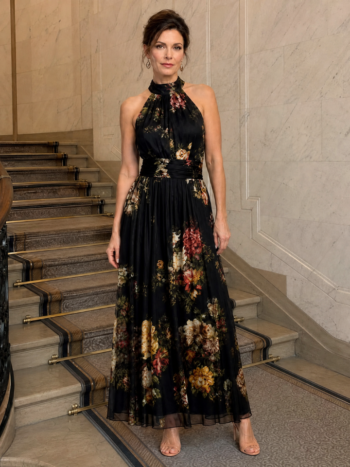 Sienne | Abito Midi Floreale con Scollo all’Americana