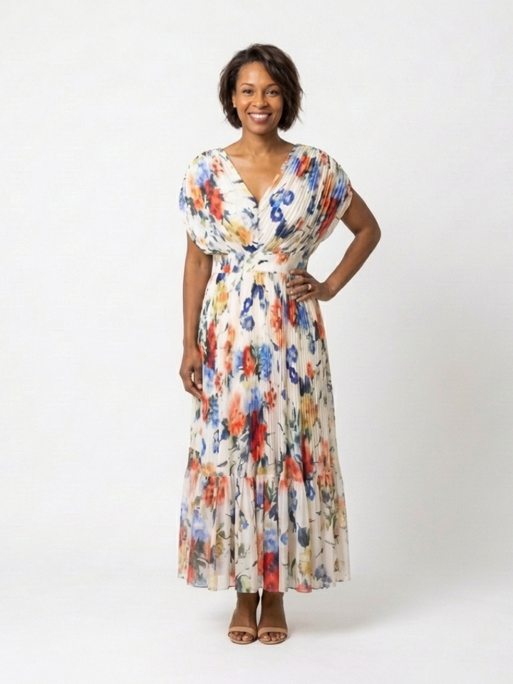 Savannah | Abito Midi Floreale Plissettato