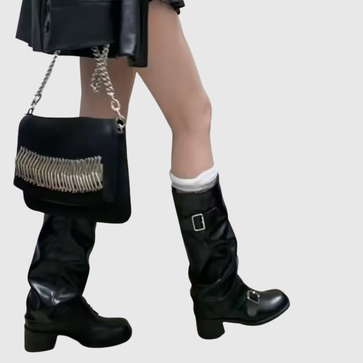 ISOLDEIA | STIVALI IN PELLE CON PIATTAFORMA E CINGHIE