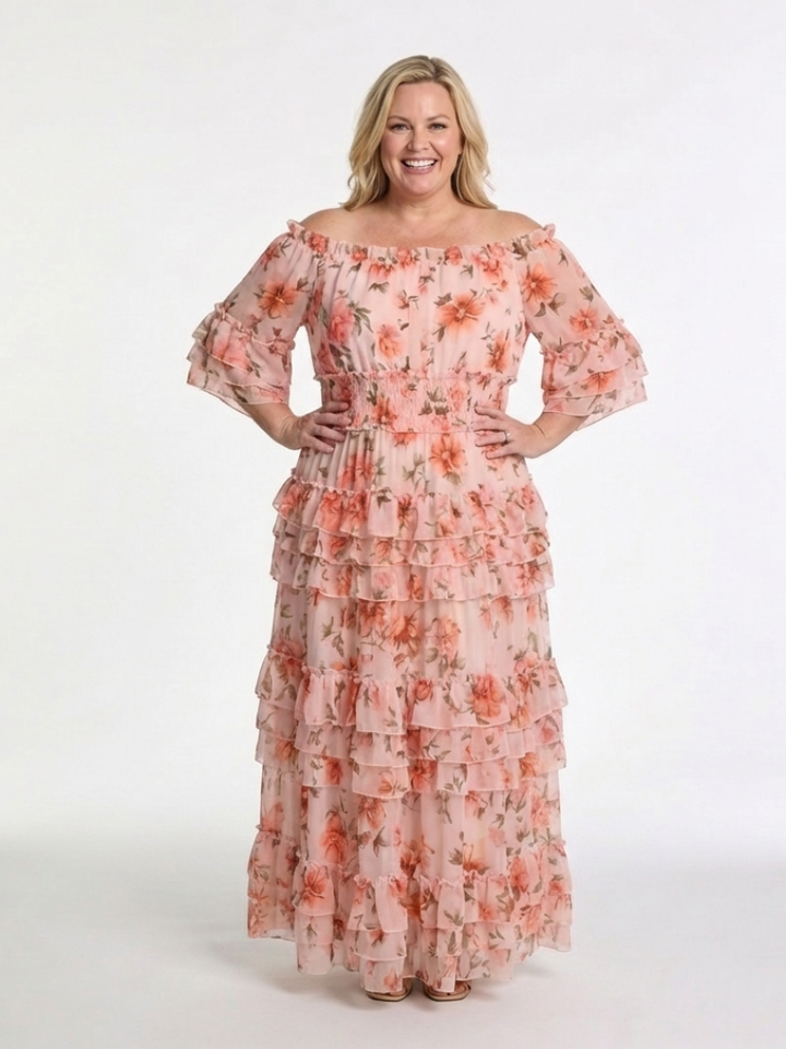 Rosalie | Abito Maxi Floreale con Spalle Scoperte
