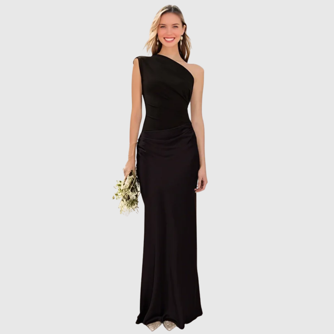 ALEIDA | ABITO MAXI IN RASO A SPALLA UNICA