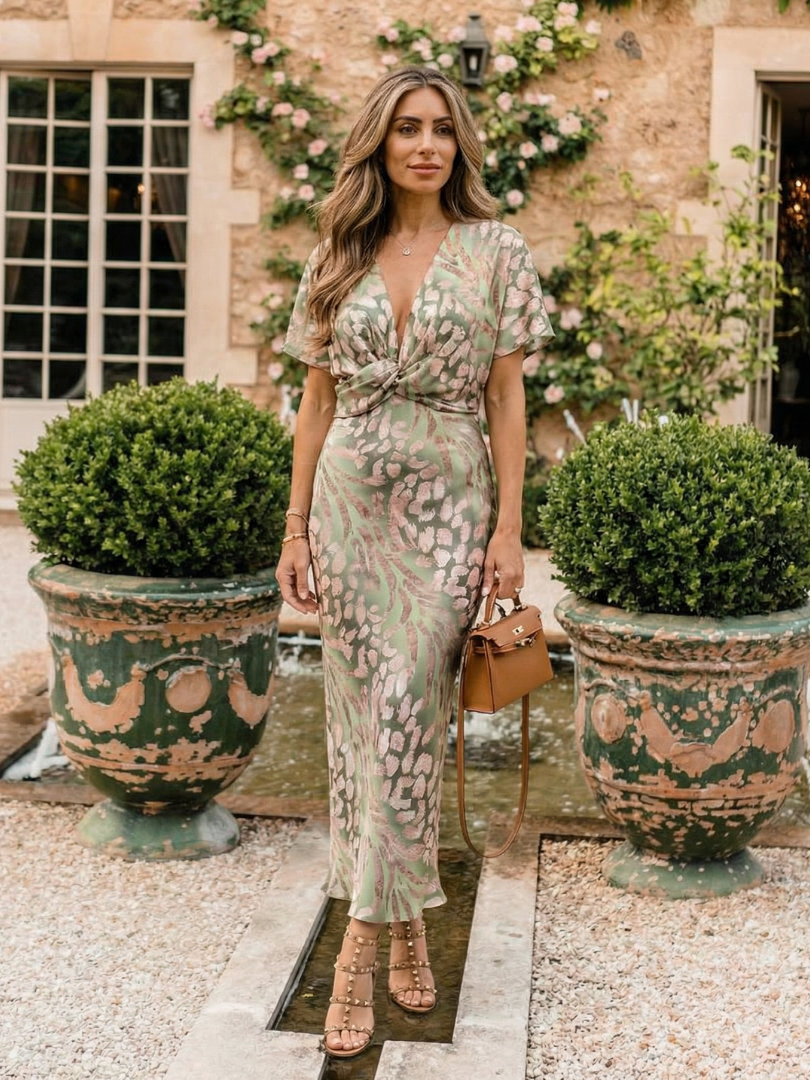 Coralie | Abito Midi con Stampa Astratta