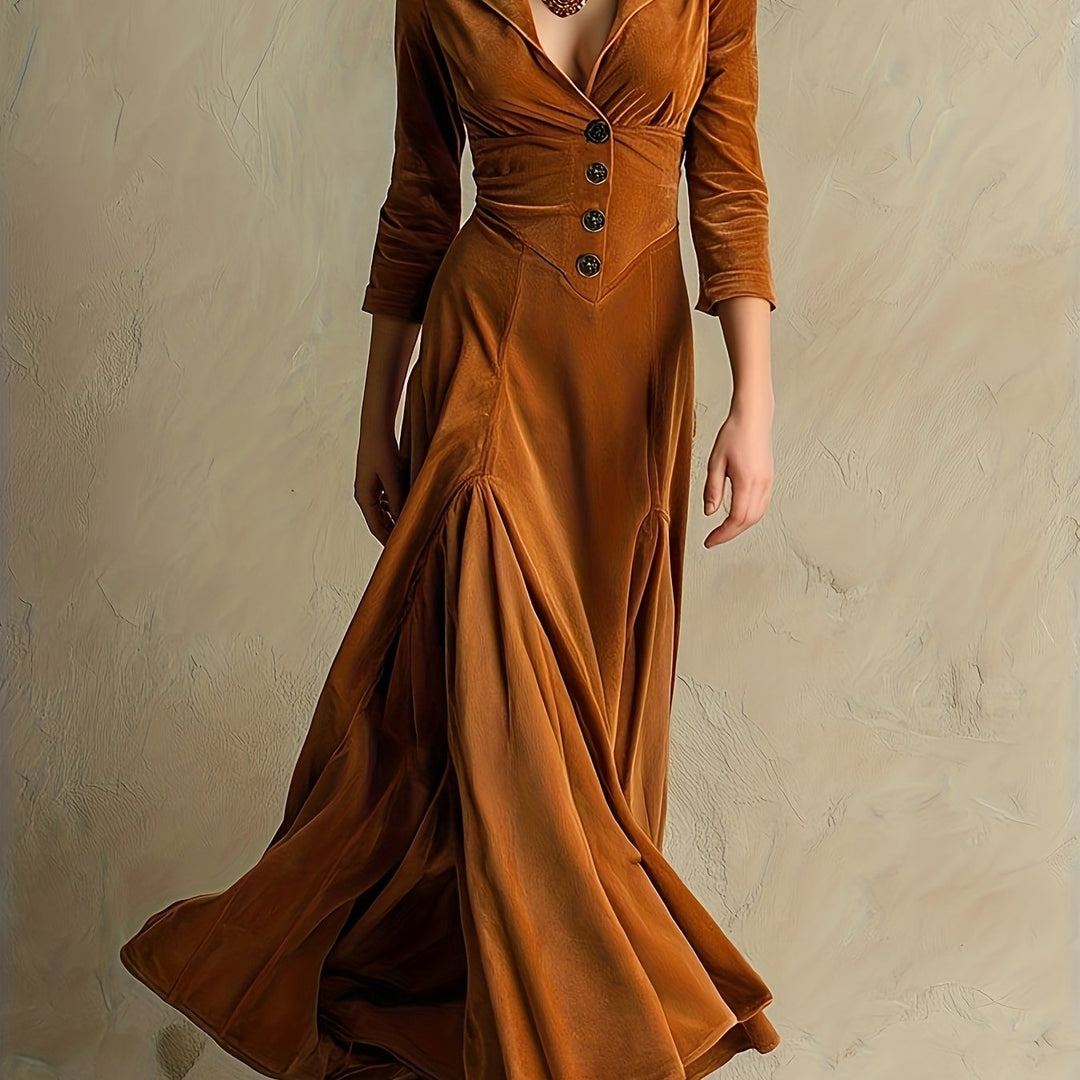 ELOWENNA | ABITO ELEGANTE CON COLLO A BOTTONI E MANICHE 7/8