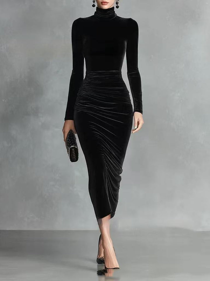 SOPHIA | ABITO ADERENTE IN VELLUTO NERO
