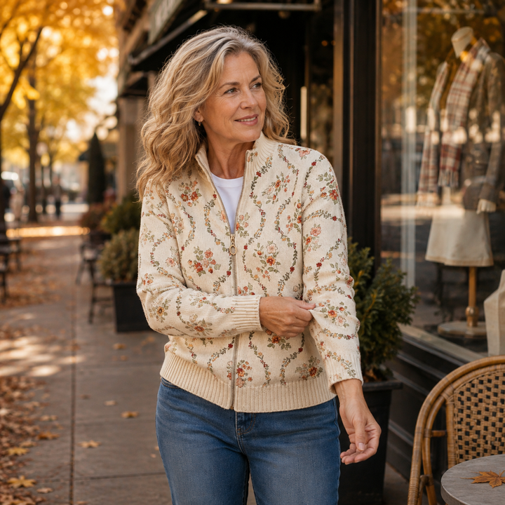 Vivienne | Cardigan Donna Floreale con Zip