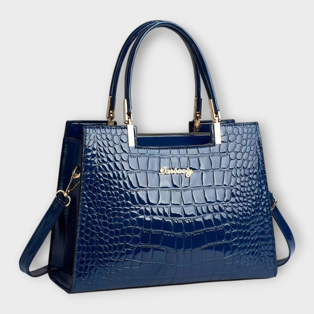 Maison Verdelle - Borsa a Mano con Motivo in Pelle di Coccodrillo Lucida