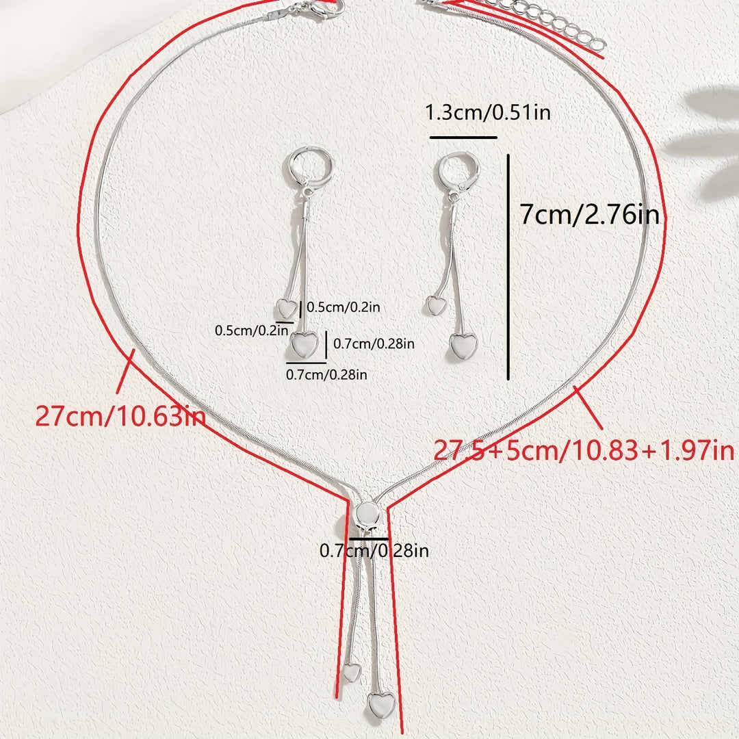 Set Collana e Orecchini con Pendente a Cuore
