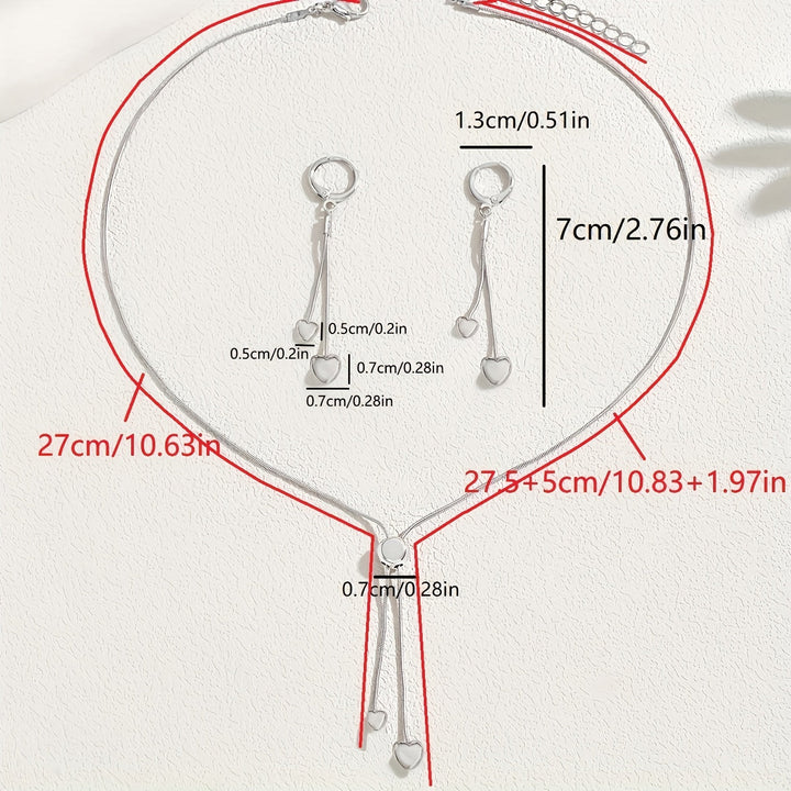 Set Collana e Orecchini con Pendente a Cuore