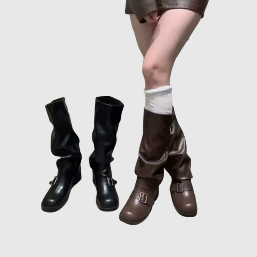 ISOLDEIA | STIVALI IN PELLE CON PIATTAFORMA E CINGHIE
