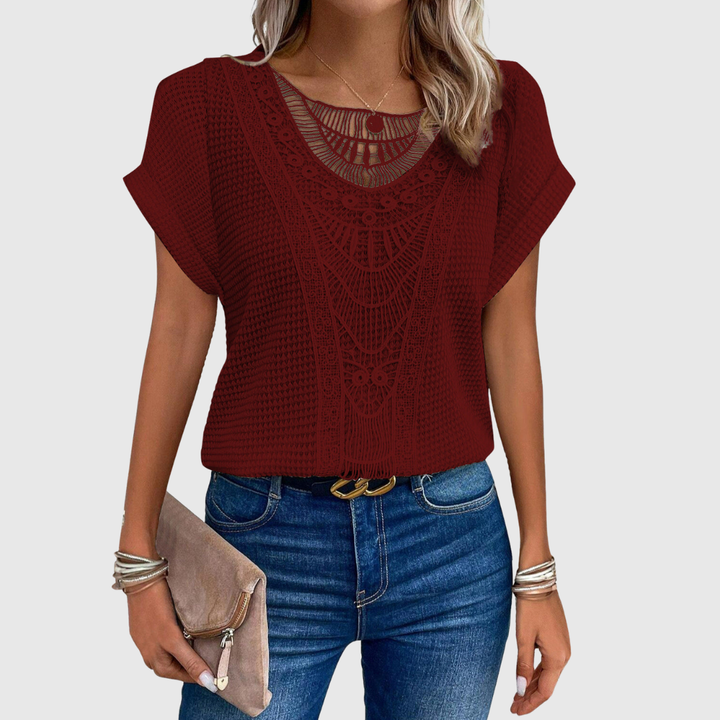 LUCINDA | TOP IN PIZZO A MANICA CORTA