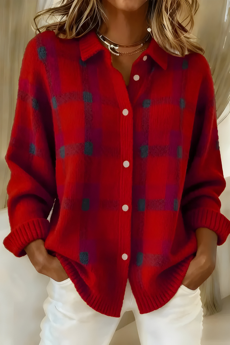 Corinne | Cardigan Donna a Quadri con Bottoni