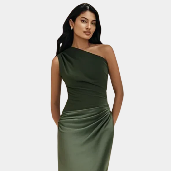 ALEIDA | ABITO MAXI IN RASO MONOSPALLA