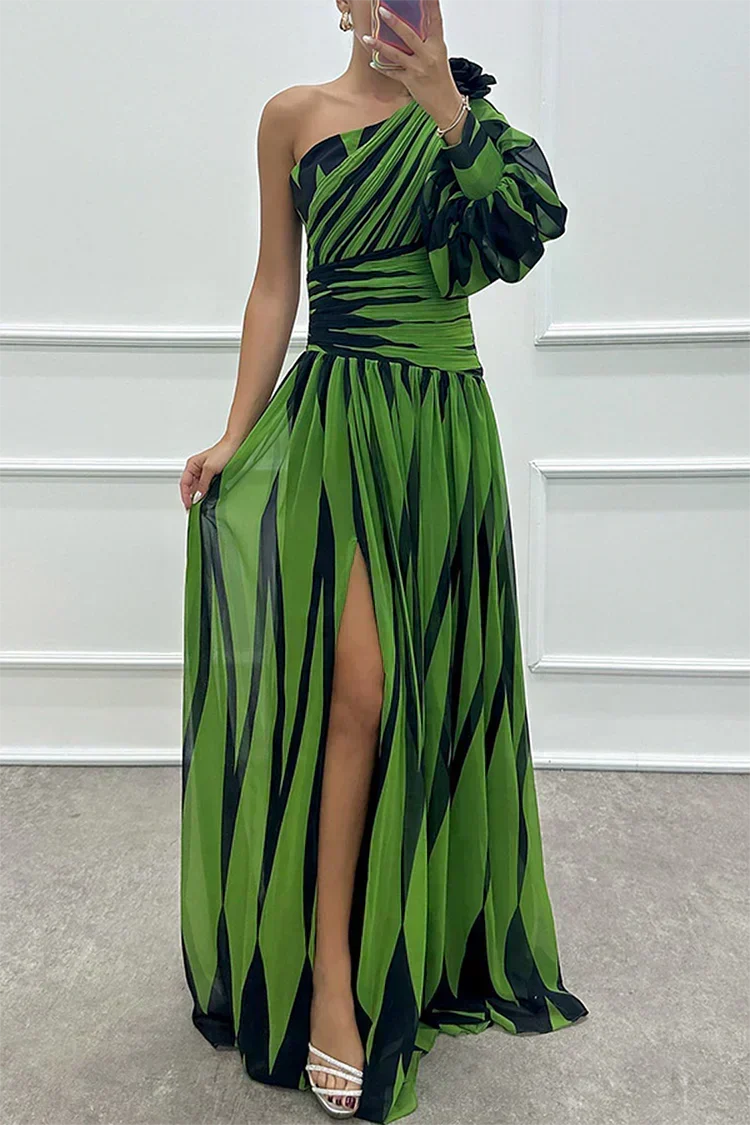 Aurora | Abito Elegante a Righe Monospalla