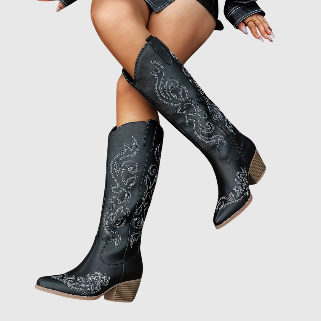HESTER | STIVALI COWBOY CON RICAMI E ZIP