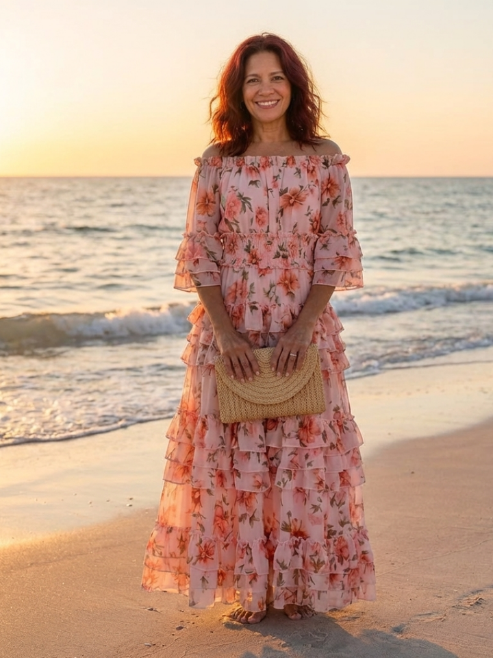 Rosalie | Abito Maxi Floreale con Spalle Scoperte