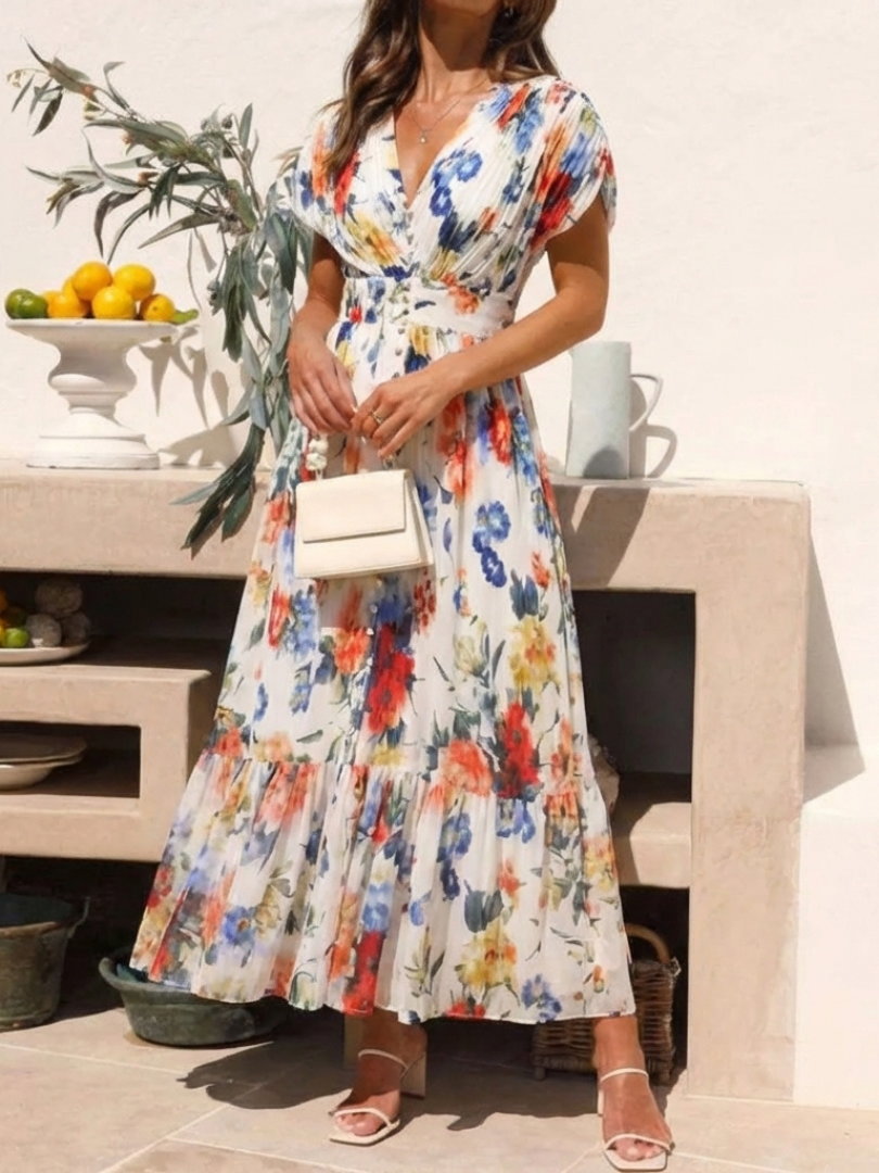 Savannah | Abito Midi Floreale Plissettato
