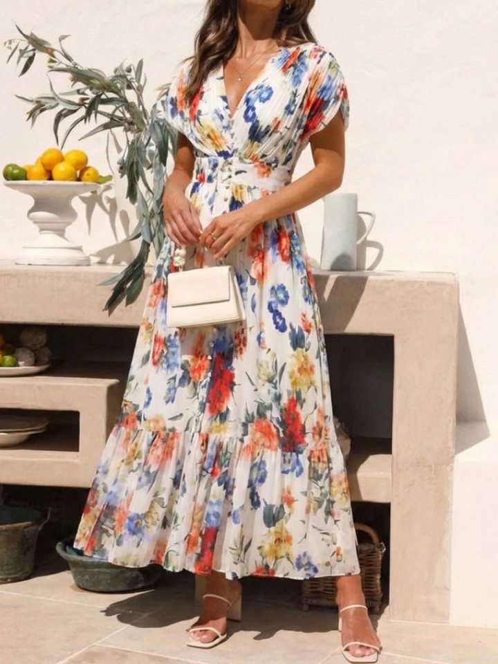 Savannah | Abito Midi Floreale Plissettato