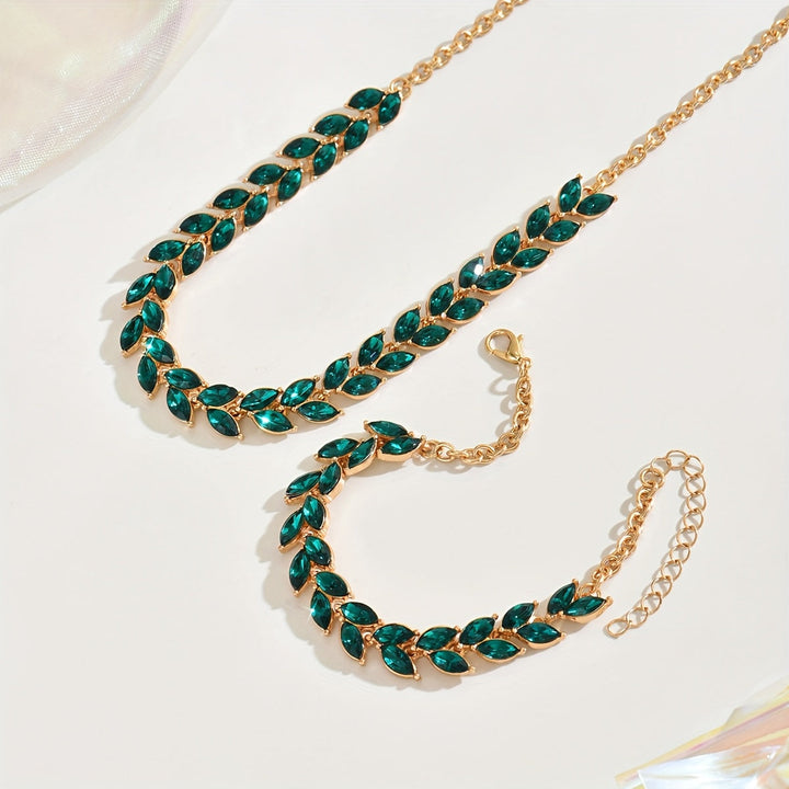 Set Collana e Bracciale con Cristalli Verdi