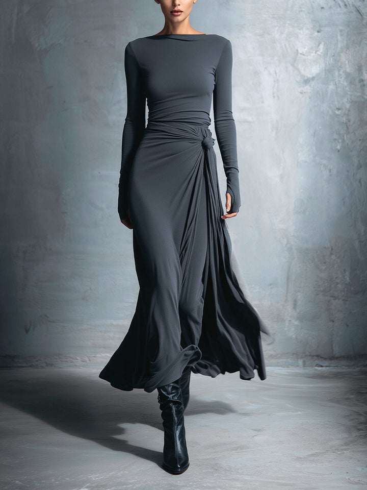 YASMINA | ABITO MAXI CON ALLACCIATURA LATERALE