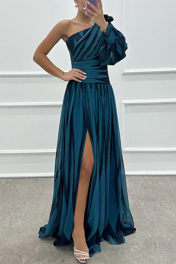 Aurora | Abito Elegante a Righe Monospalla