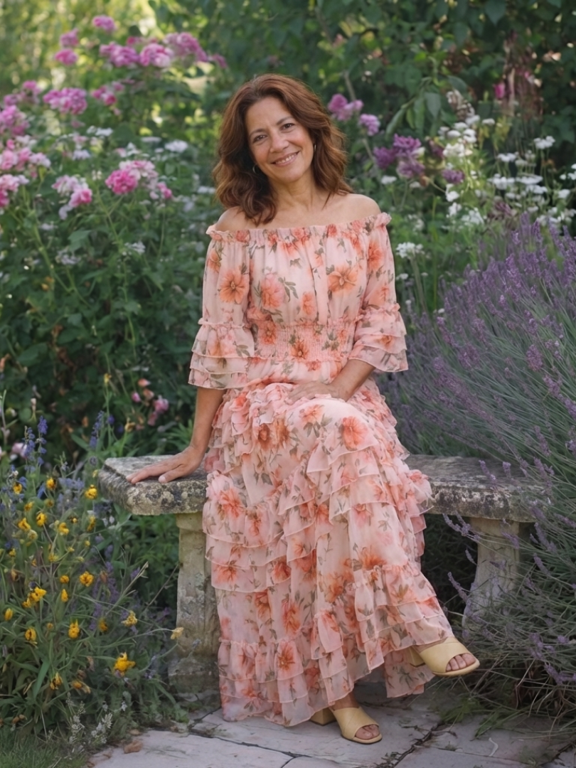 Rosalie | Abito Maxi Floreale con Spalle Scoperte