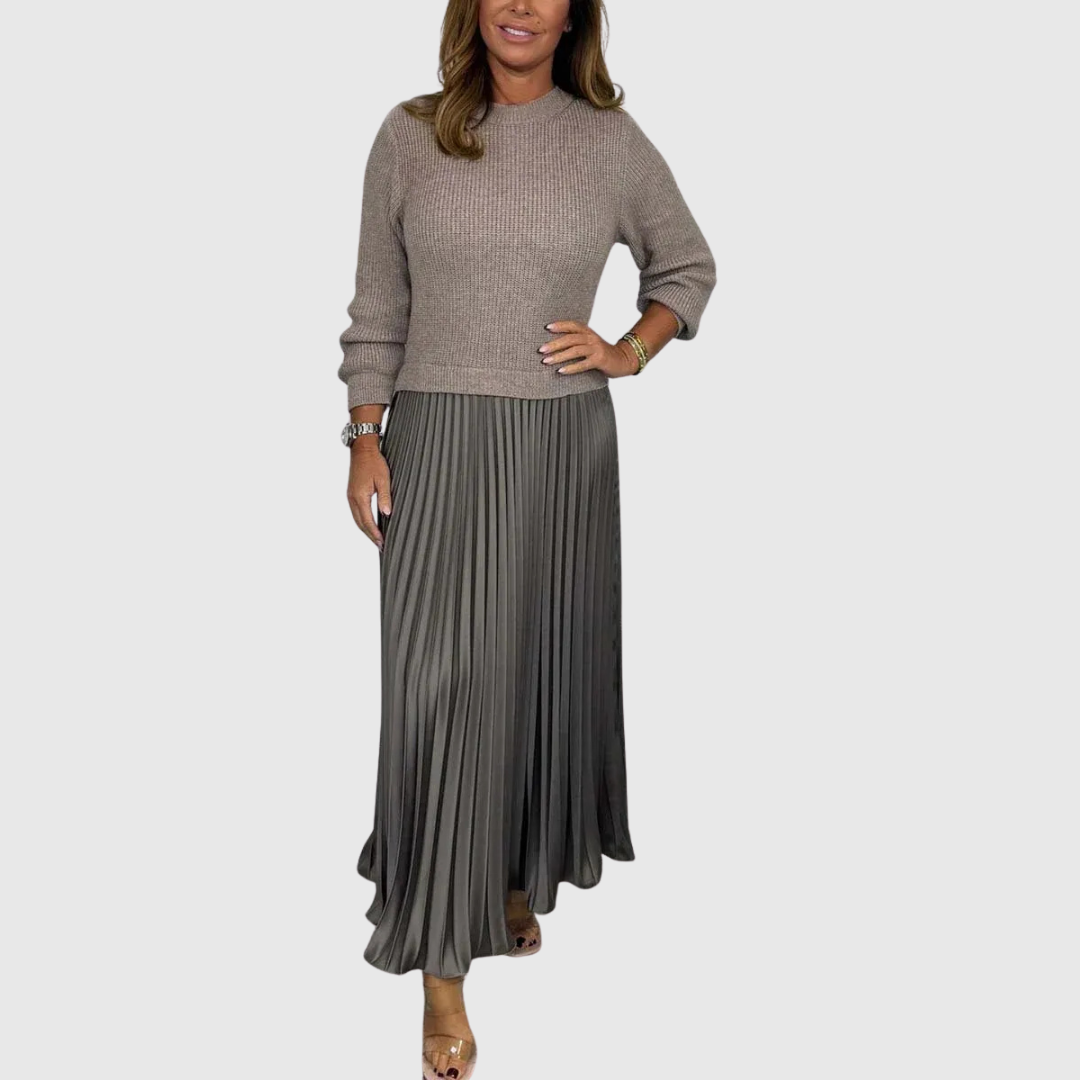 ALARICE | ABITO MAXI CON MAGLIA E GONNA PLISSETTATA