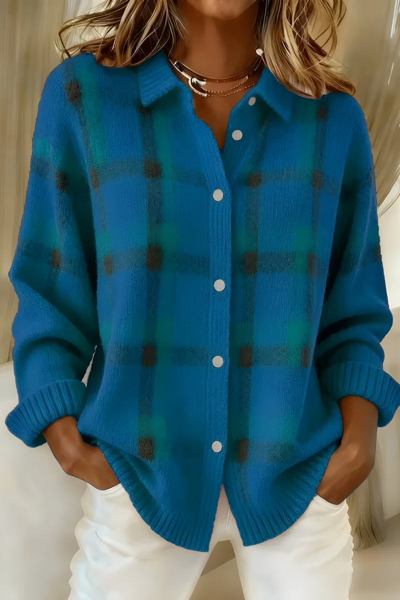 Corinne | Cardigan Donna a Quadri con Bottoni