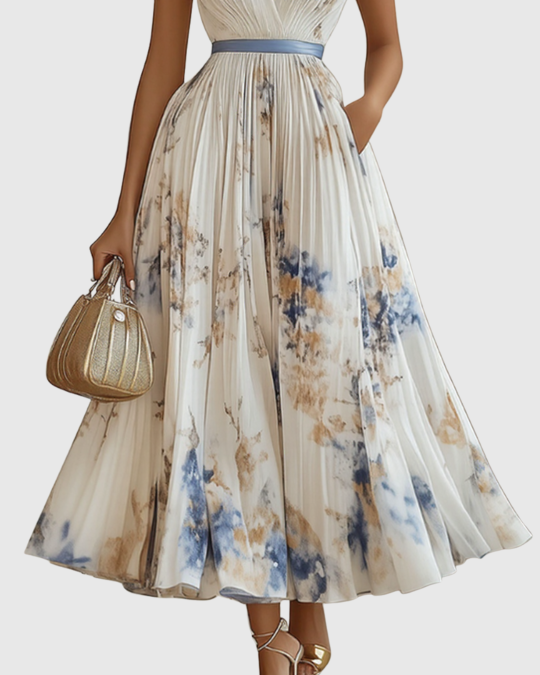 ROWELLA | ABITO MAXI PLISSETTATO