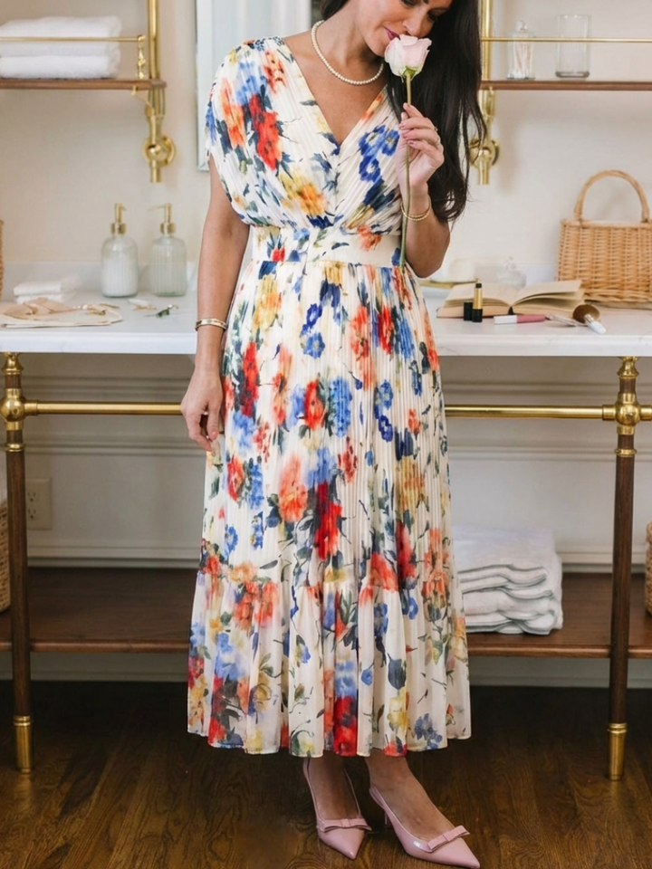 Savannah | Abito Midi Floreale Plissettato