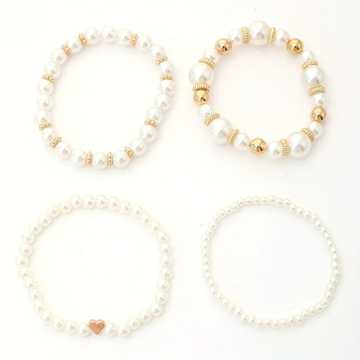 Set di bracciali con perle e cuore