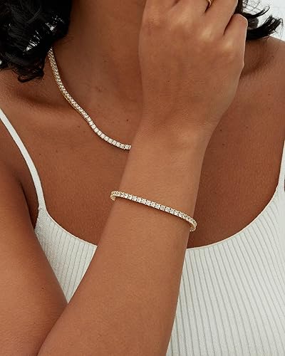 Bracciale tennis dorato con moissanite
