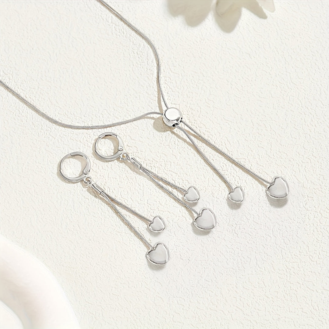 Set Collana e Orecchini con Pendente a Cuore